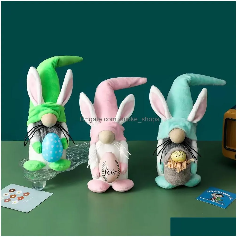 party favor festive easter rabbit gnome ornament bunny gonk plush faceless doll toys spring decoration for desktop kids gifts