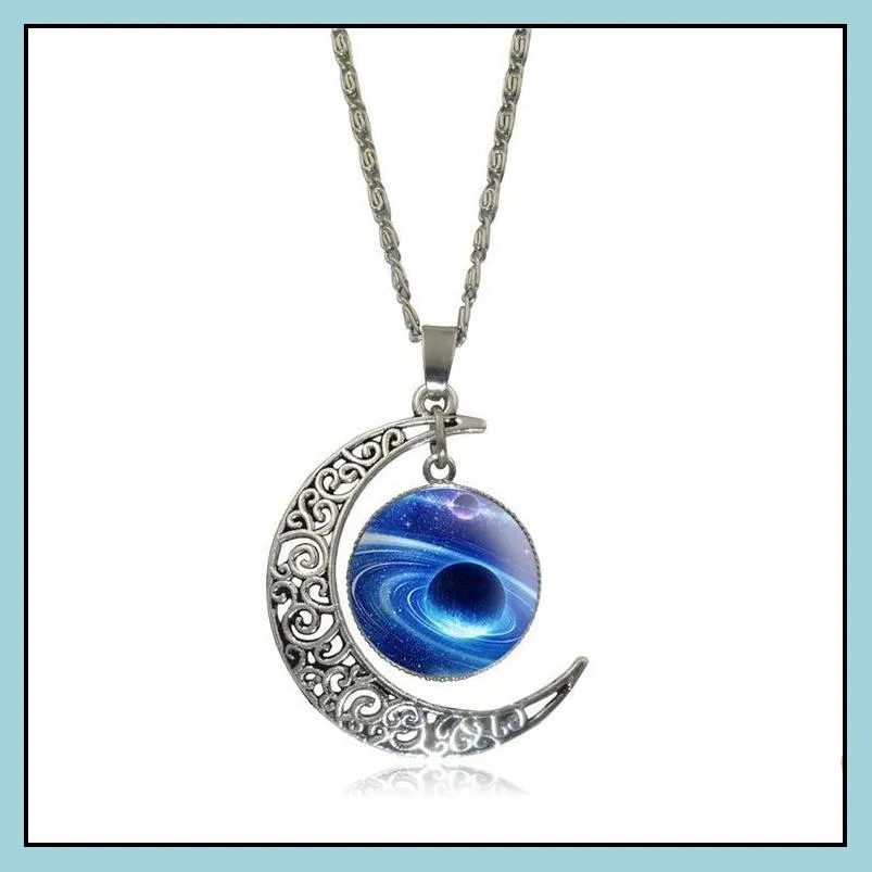 Pendant Necklaces Charms Necklaces For Women Pendant Summer Beach Statement Sier Long Chain Alloy Hollow Moon Necklace Drop Delivery J Dhy2K