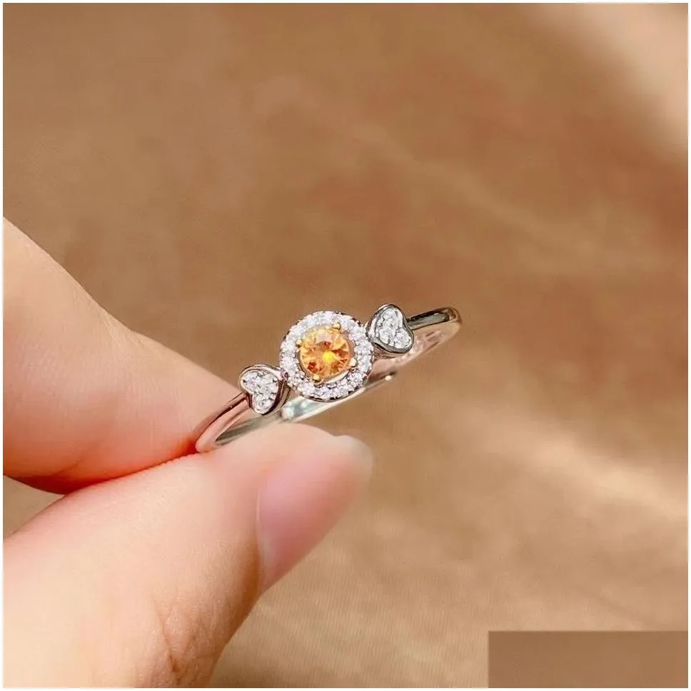 Fashion Yellow Sapphire Ring 3mm Natural Yellow Sapphire Silver Ring August Birthstone Gift for Girl