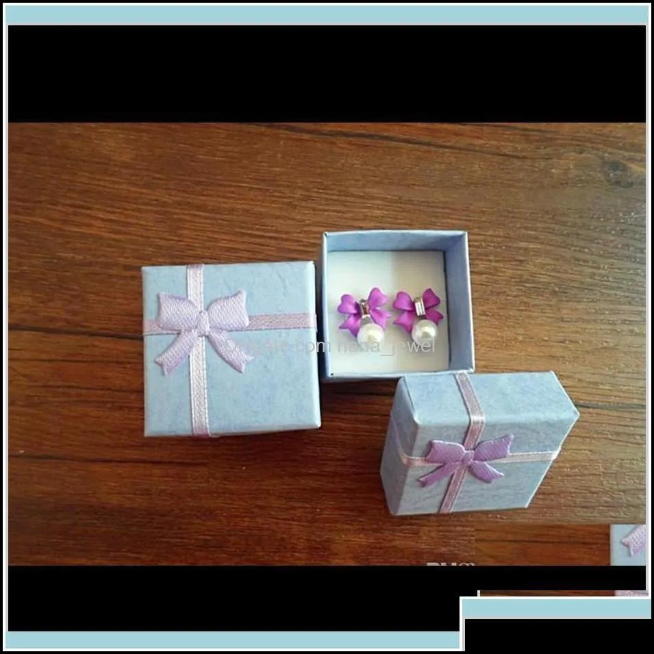 Jewelry Boxes Boxes Packaging Display Jewelrywholesale 50 Pcs /Lot Square Ring Earring Necklace Jewelry Box Gift Present Case Holder S Dhqng