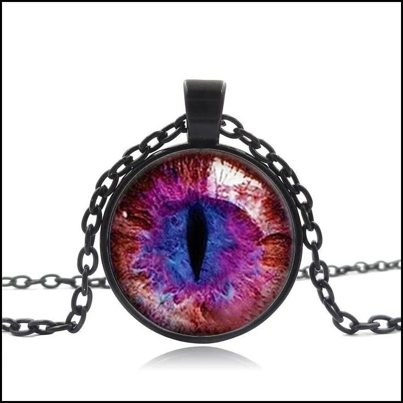 necklaces mens three-dimensional pendant colorful eye pendant glass cabochon dome necklaces men jewelry