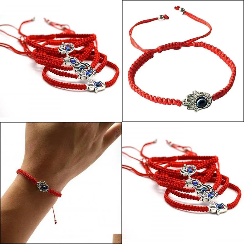  handmade braided rope bracelets red thread blue eye charm bracelets bring you lucky peaceful bracelets adjustable length