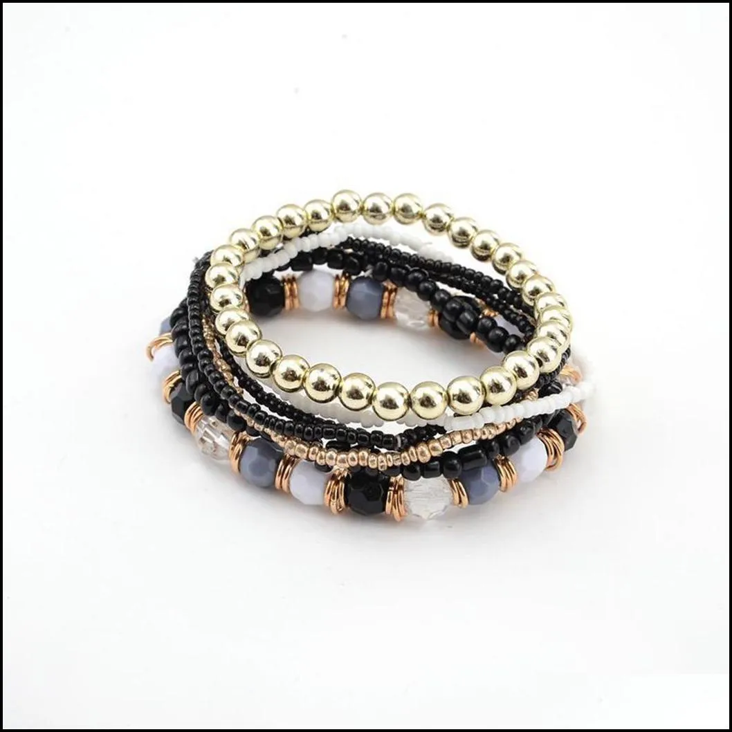 Charm Bracelets New Fashion Women Mti-Layer Beads Stretch Exquisite Bracelet Elegant Bangle Jewelry Drop Delivery Jewelry Bracelets Dhsum