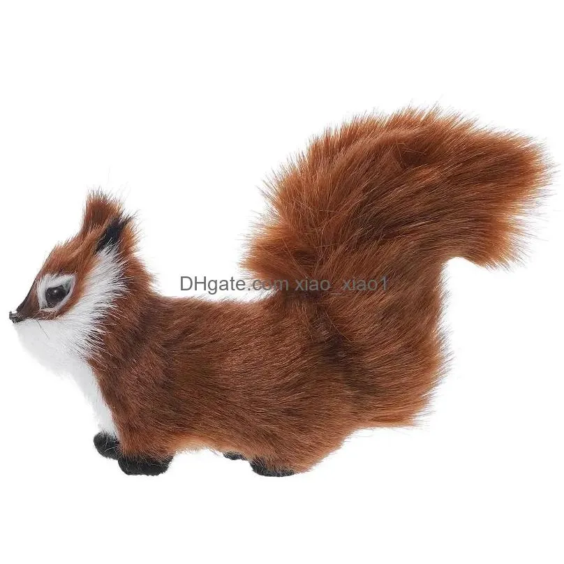 garden decorations furry squirrel ornament small plush statue decoration realistic