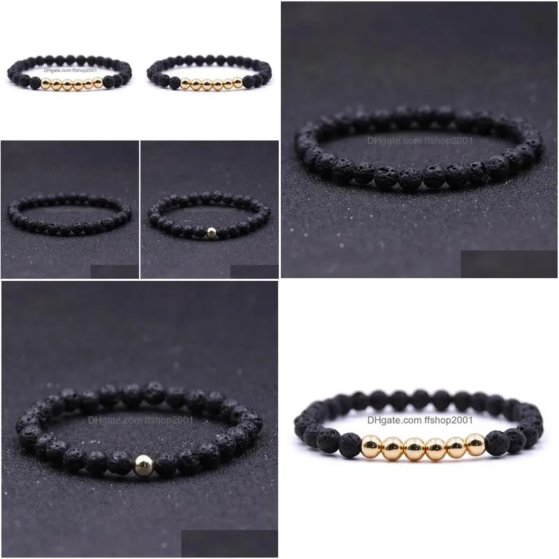 6mm natural black lava stone bead bracelet diy aromatherapy essential oil diffuser bracelet for women