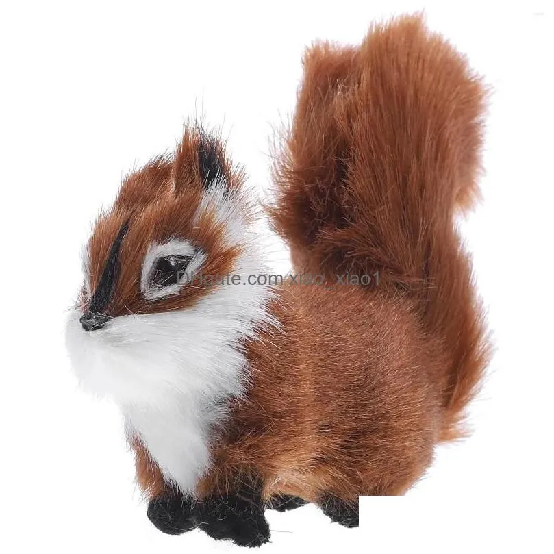 garden decorations furry squirrel ornament small plush statue decoration realistic