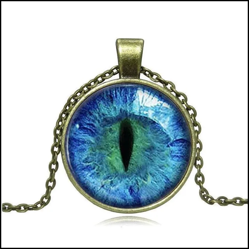 necklaces mens three-dimensional pendant colorful eye pendant glass cabochon dome necklaces men jewelry