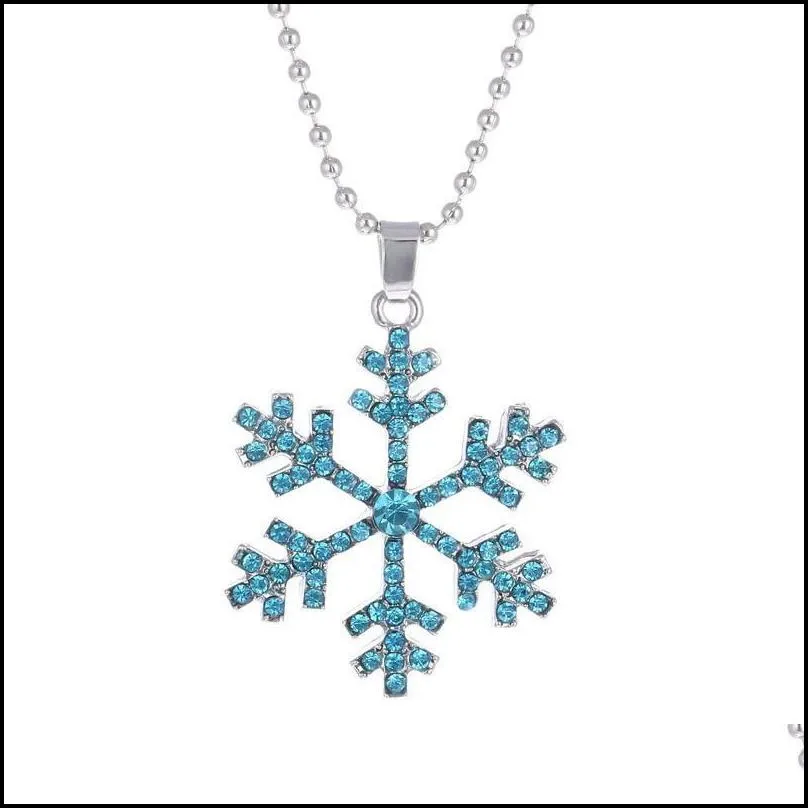 Pendant Necklaces Snowflake Crystal Necklace 3D Movie The Snow Queen Statement Pendant Drop Delivery Jewelry Necklaces Pendants Dhj1D
