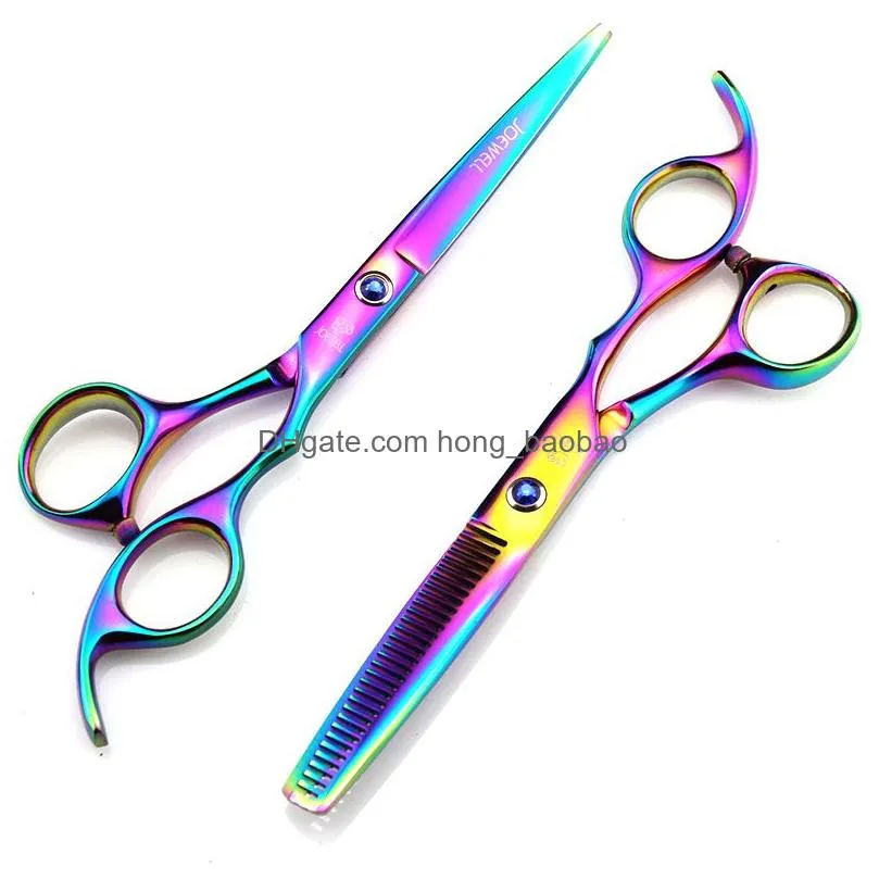 joewell 6 inch multicolor hair scissors cutting thinning shears professional human high quality haircut barbershop shears
