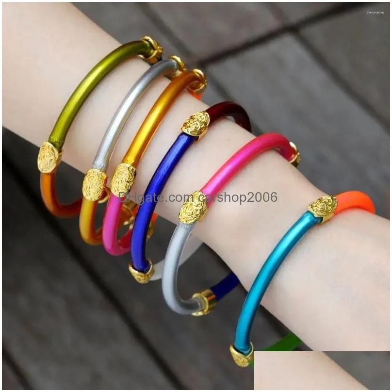 bangle trendy colour mixture silicone bracelet en acier inoxydable womens non-tarnish gold jewelry