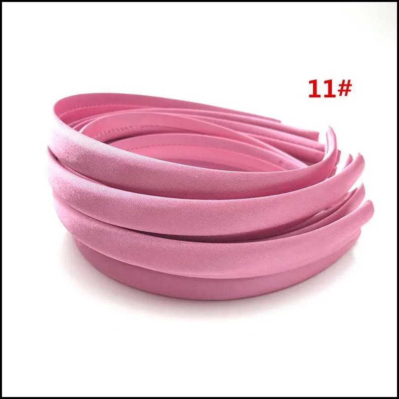 Headbands 30 Pcs/Lot 23 Colored Satin Fabric Ered Resin Headband 15Mm Adt Children Wrapped Hair Band Kids Headwear Accessories Drop De Dhbpt