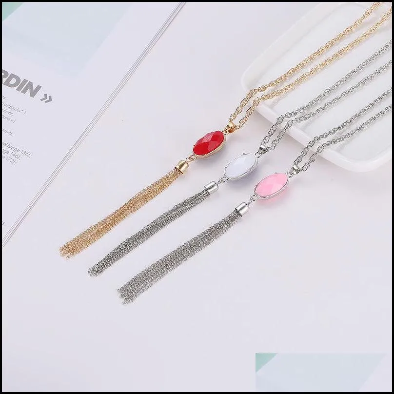 Pendant Necklaces Double Side Acrylic Pendant Necklace For Women Noble Temperament Sweater Drop Delivery Jewelry Necklaces Pendants Dh7Ar