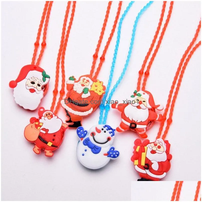 christmas light up flashing necklace decorations children glow up cartoon santa claus pendent party led toys supplies9304275