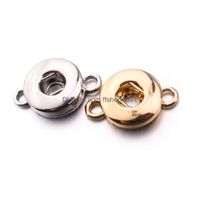 silver gold metal two ears 12mm snap button base pendant charms for diy snaps buttons earrings necklace bracelet jewelry