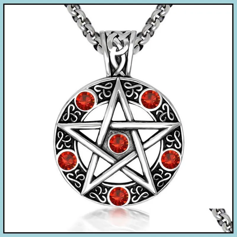 Pendant Necklaces Supernatural Necklace Pentagram Pentacle Five-Pointed Star Wicca Pagan Dean Winchester Pendant Vintage Gothic Jewelr Dhyrf