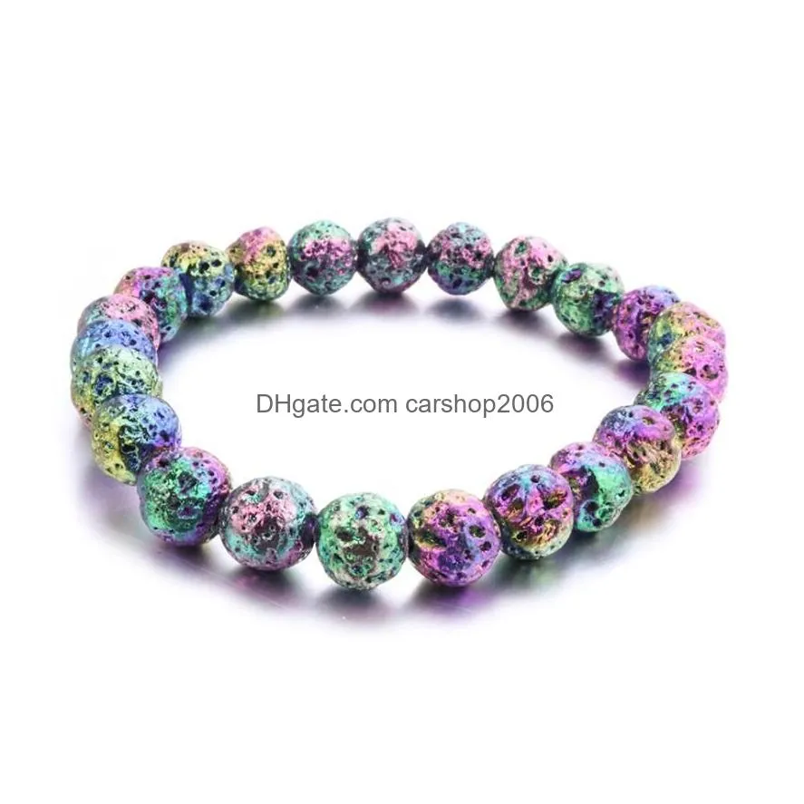 2styles electroplate 8mm lava stone beads bracelet diy aromatherapy essential oil diffuser bracelet