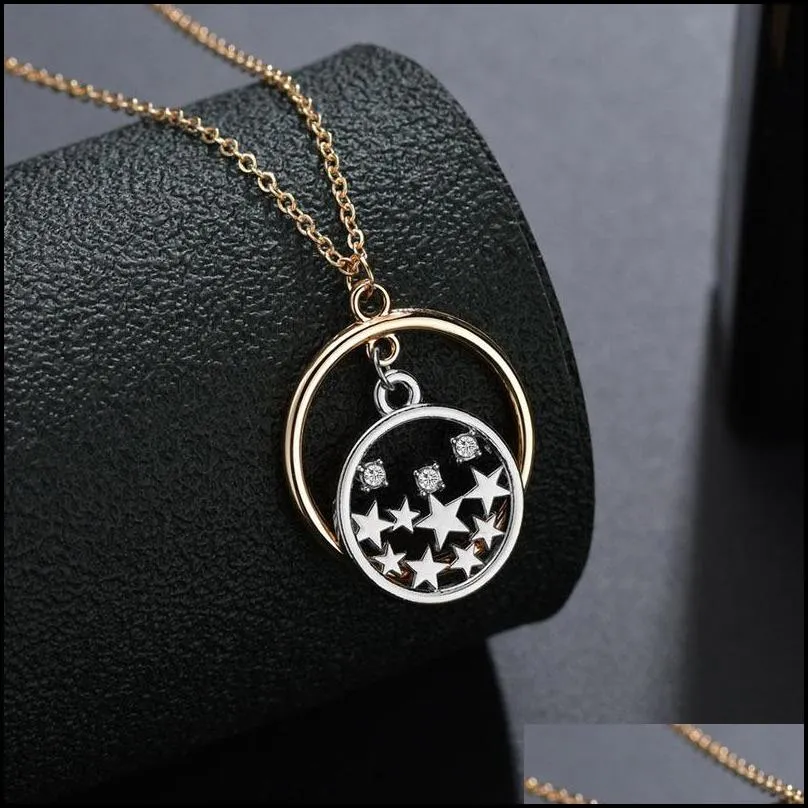 Pendant Necklaces Round Pendants Neckalces For Women Double Circle Necklaces Jewelry Gift Geometric Choker Different Styles Necklace D Dhoe7