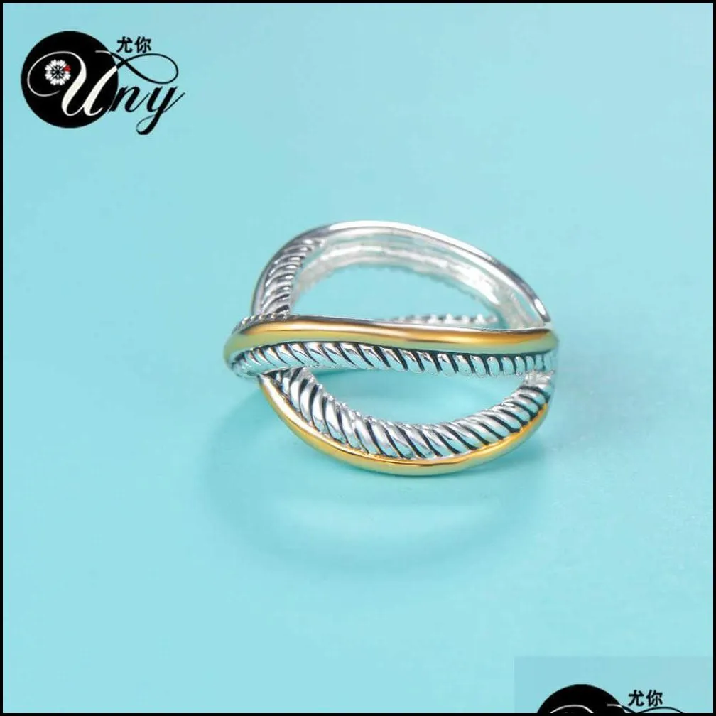 Wedding Rings Uny Ring David Vintage Designer Fashion Brand Rings Women Wedding Valentine Gift Two-Color Plating Twisted Wire Drop Del Dhble