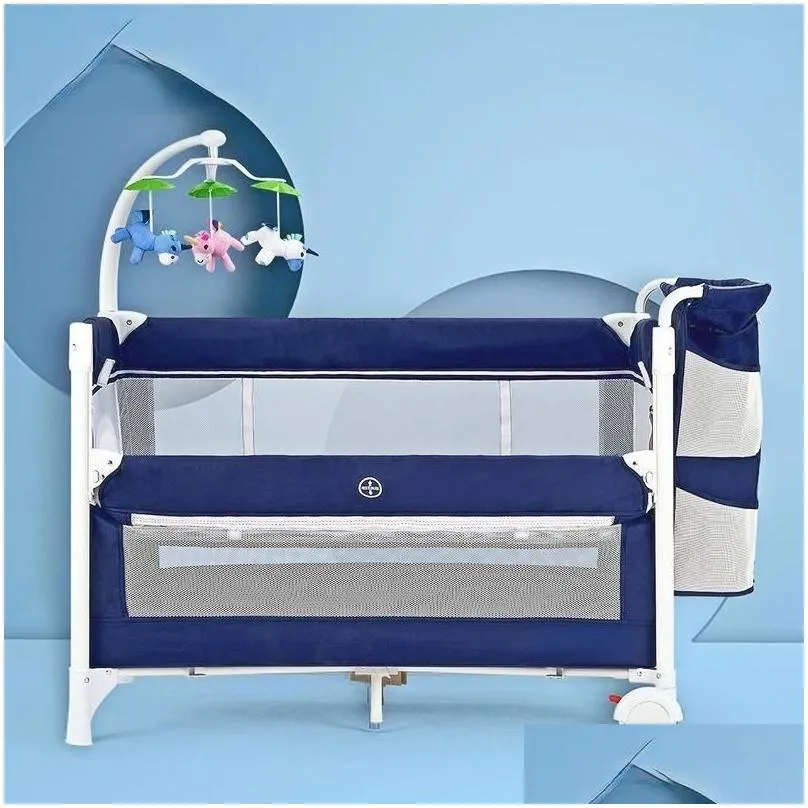 Baby Cribs Multifunctional Crib Cradle Folding Portable Mobile Stitching Big Bed