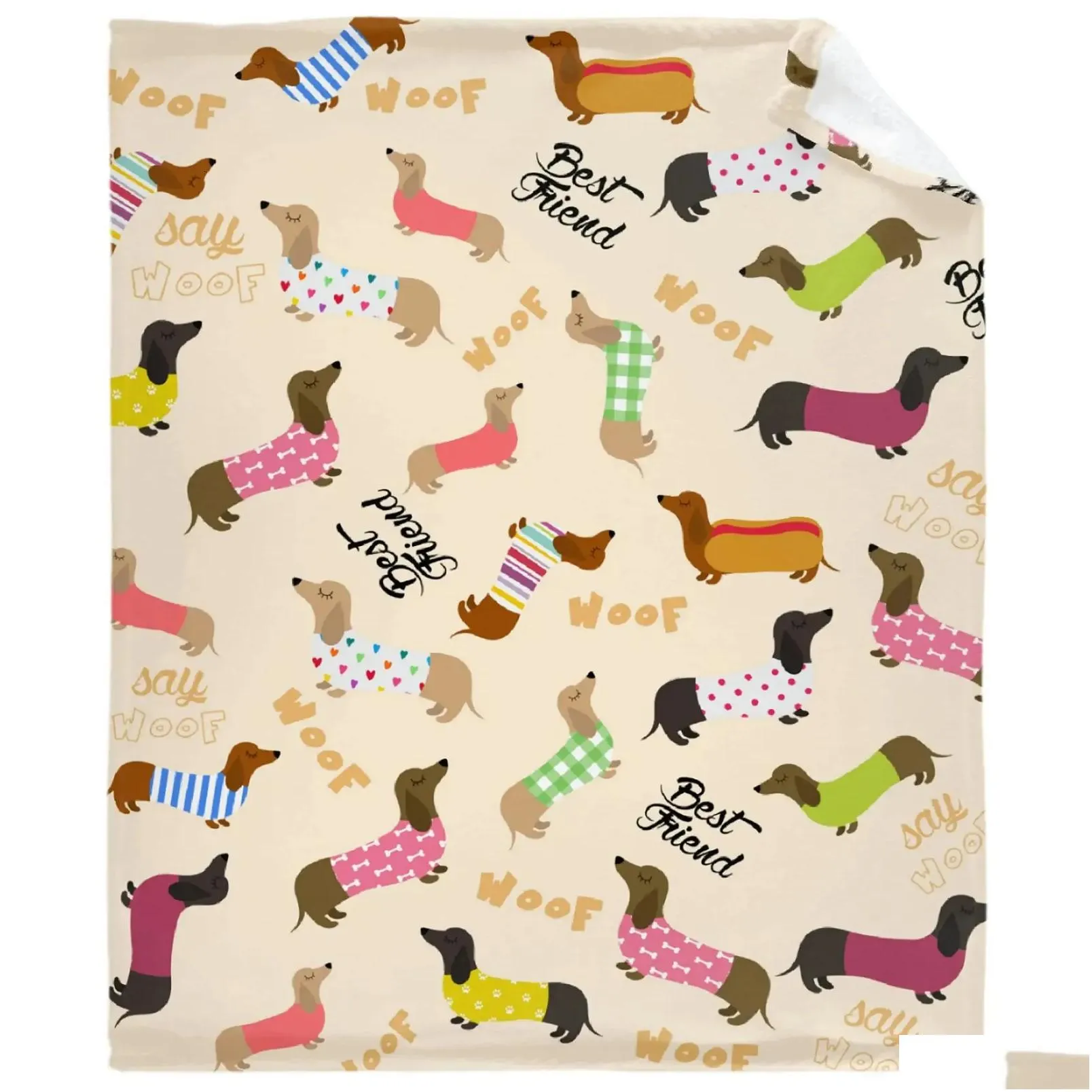 Blankets Dachshund In Sweaters Pattern Fleece Printed Cute Portable Soft Throw Blanket for Bed Office Quilt Dog Flannel 231130