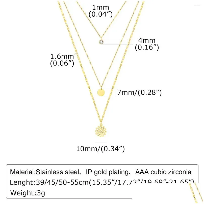 Chains Ins Elegant 18K Gold Plated Stainless Steel Layer Link Chain Flower Necklace For Women Waterproof Tarnish Free Party