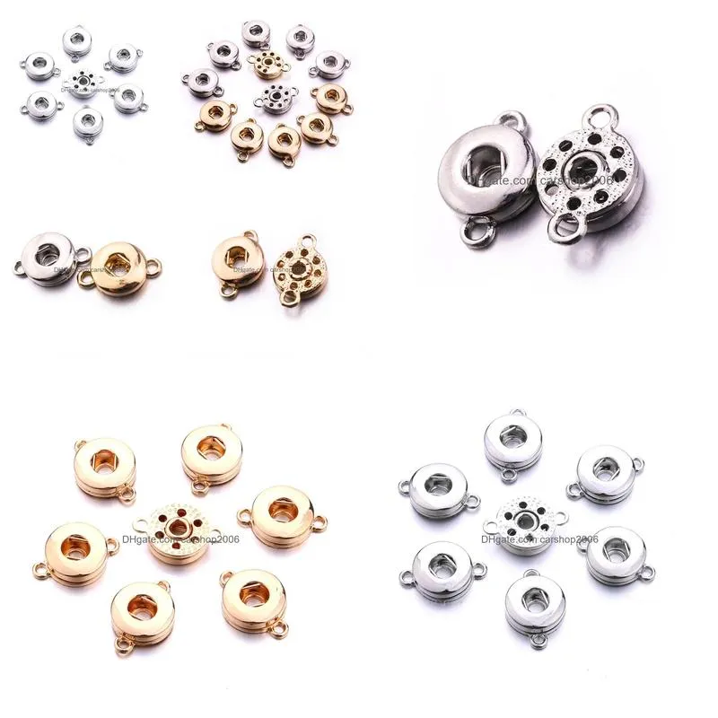 silver gold metal two ears 12mm snap button base pendant charms for diy snaps buttons earrings necklace bracelet jewelry