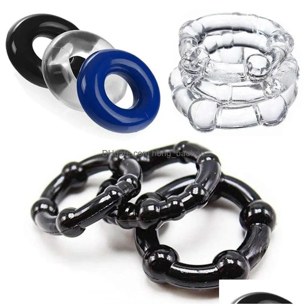 3 styles pack medical grade silicone male health cock ring delay ejaculation lasting penis enlarge glans rings