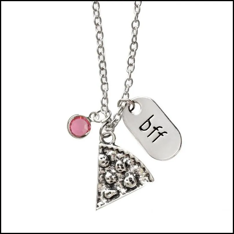 bff pizza pendant necklace friendship necklaces for friend friends forever necklace