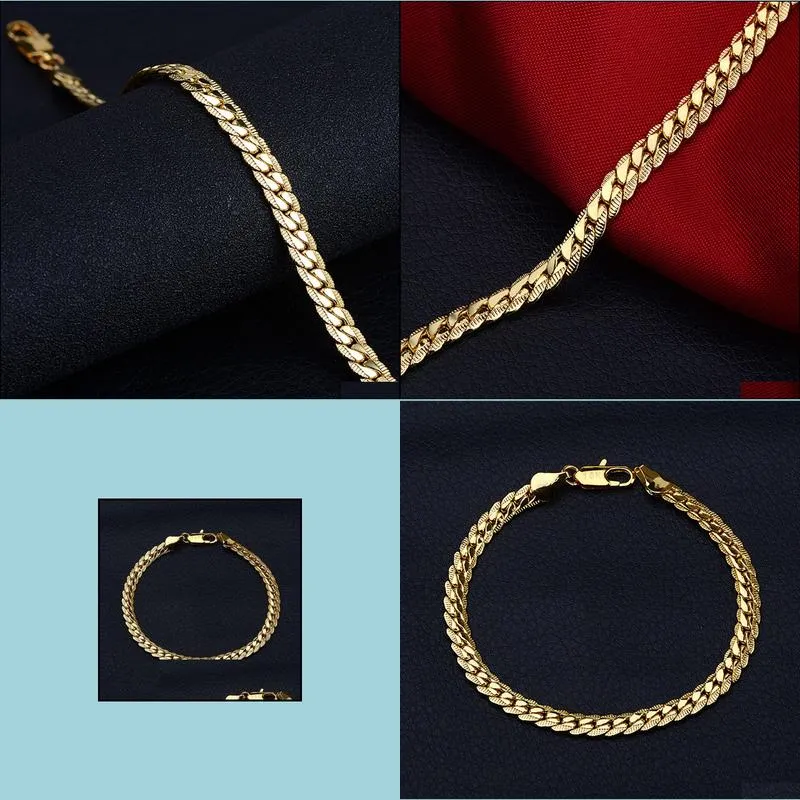 fashion female 18k gold bracelet for women bridal wedding party jewelry birthday gift 5m side 18k gold bracelet
