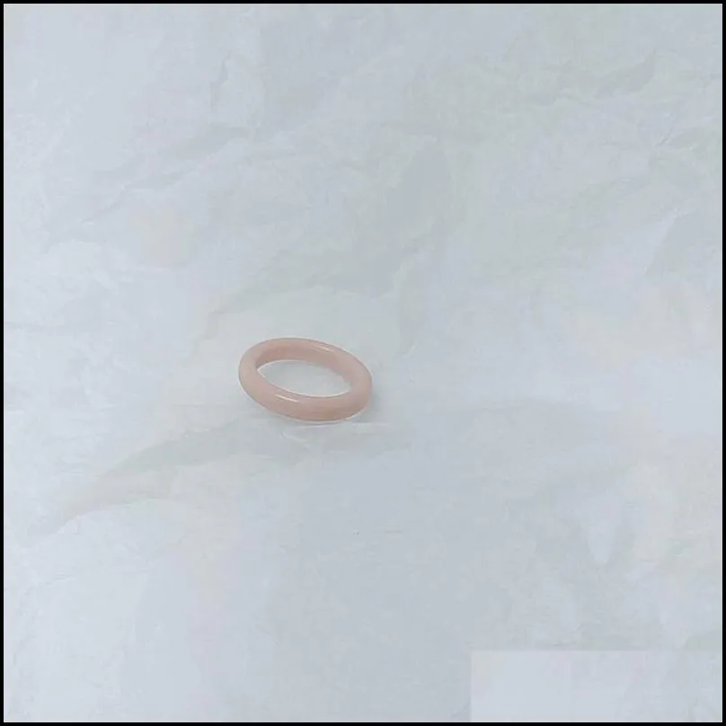 Band Rings Band Spring Vintage Simple Resin Ring Ins Candy Color Fashion Acrylic Finger Rings For Girl Party Birthday Jewelry Gift338C Dhtfj