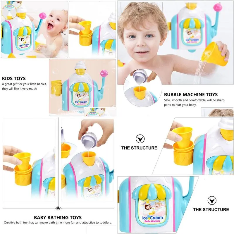 Bath Toys Ice Cream Bubble Machine Blower Bath Toy Kids Car Toys Babies Child Plaything Maker Girls 230923