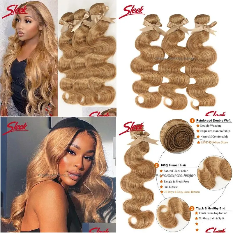 lace wigs sleek honey blonde 27 colored hair brazilian body wave natural remy bundles 8 to 26 inches sold by 1 3 4 230301