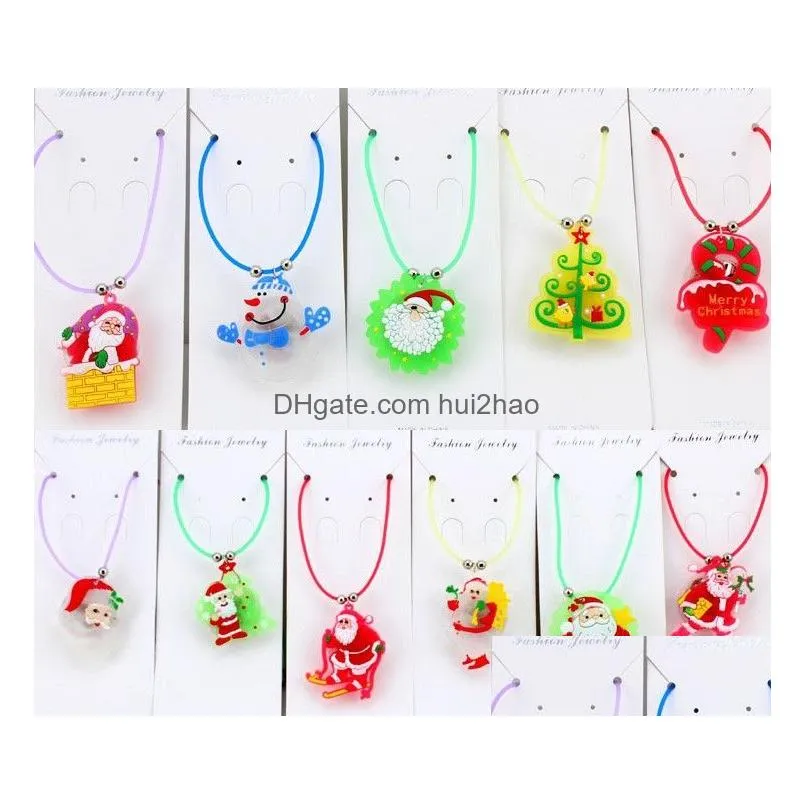 christmas light up flashing necklace decorations children glow up cartoon santa claus pendent party led toys supplies9304275