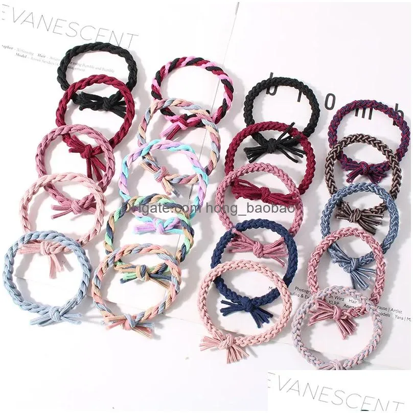 rubber band hairband for women in south korea cute and simple headband small and  personalized leather cover woven hair rope tied