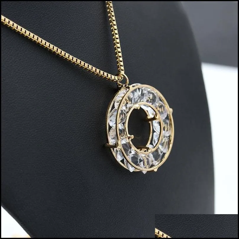 Pendant Necklaces Long Necklaces Simple Design Women Sweater Chain Zircon Necklace Drop Delivery Jewelry Necklaces Pendants Dhwhx