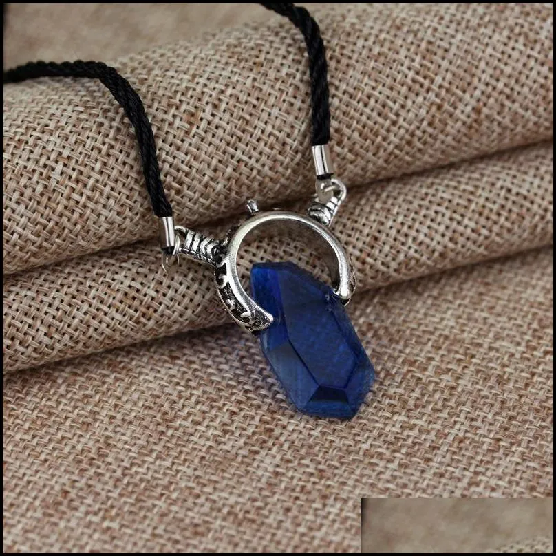 Pendant Necklaces Devil May Cry 5 Necklace Dante Vergil Red Blue Crystal Movie Jewelry Drop Delivery Jewelry Necklaces Pendants Dhtbg