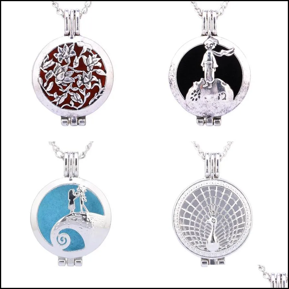 locket necklace exquisite and hollowing alloy phase box aromatherapy necklaces