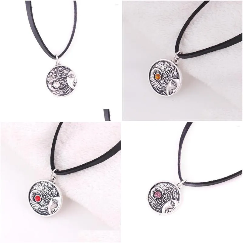 Pendant Necklaces Pendant Necklaces Jewelry Trends Antique Sier Crystal Celestial Moon Star Necklace Drop Delivery Jewelry Necklaces P Dhpjv