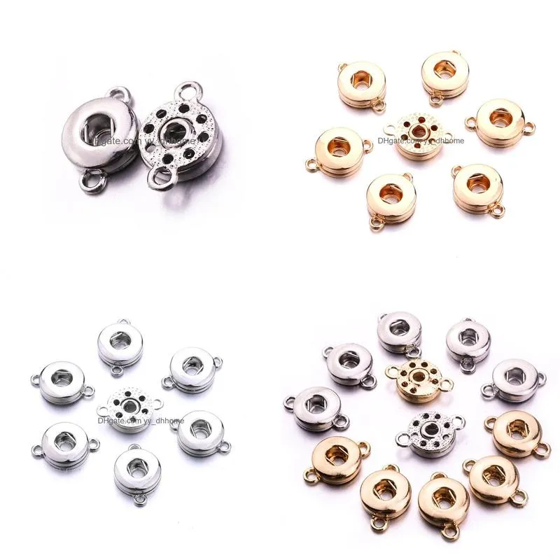 silver gold metal two ears 12mm snap button base pendant charms for diy snaps buttons earrings necklace bracelet jewelry