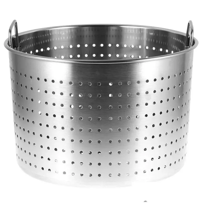 Double Boilers Stainless Steel Filter Barrel Crawfish Pot Leaky Large Bucket Cook Tool Turkey Fryer Basket Metal Steamer