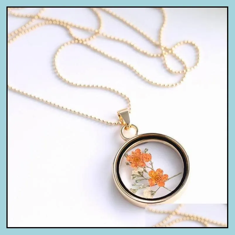 Pendant Necklaces Pendant Necklace Fashion Jewelry Locket Dried Flower Plant Chain Necklaces Drop Delivery Jewelry Necklaces Pendants Dh9En