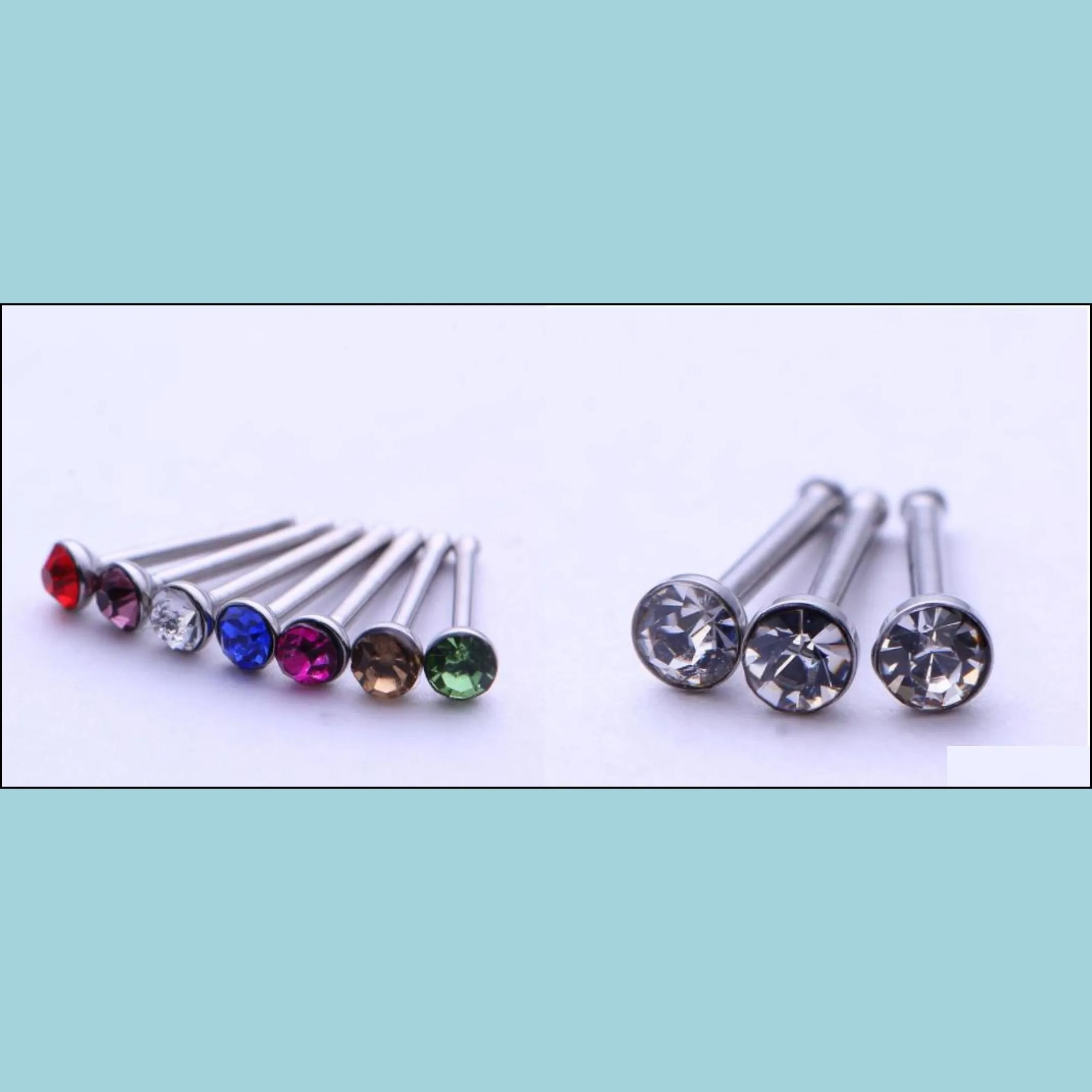 Nose Rings & Studs Rings Studs Jewelrypacked Europe 1.8Mm 316L Medical Titanium Steel Diamond Fake Nose Stud Ring Body Piercing Jewelr Dhafl