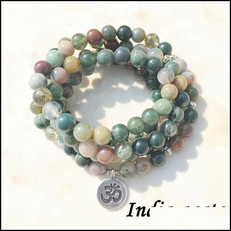 natural stone bracelet 108 mala yoga necklace matte jewelry charm bracelet