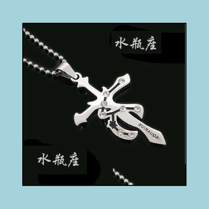 Pendant Necklaces 12 Constellation Necklace Cross Personality Titanium Steel Jewelry Pendant Boutique Drop Delivery Jewelry Necklaces Dhng6