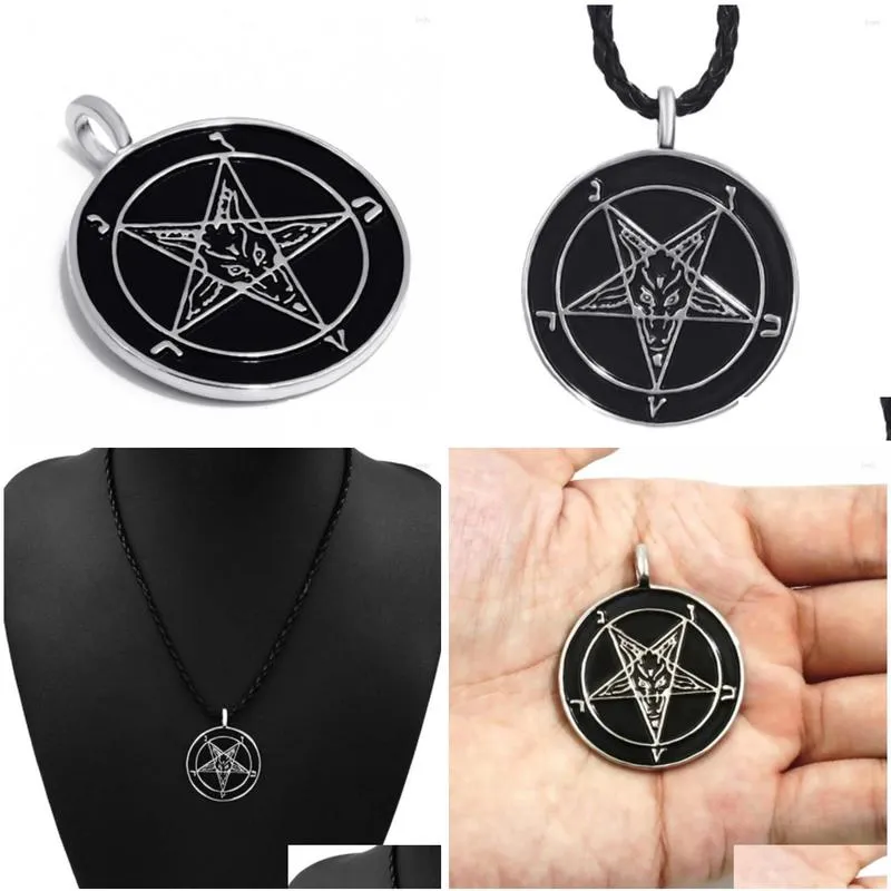 Pendant Necklaces Pendant Necklaces Mens Retro Gothic Style Metal Demon Satan Amet Necklace For Rock Locomotive Party Jewelry Gift Dro Dhjek