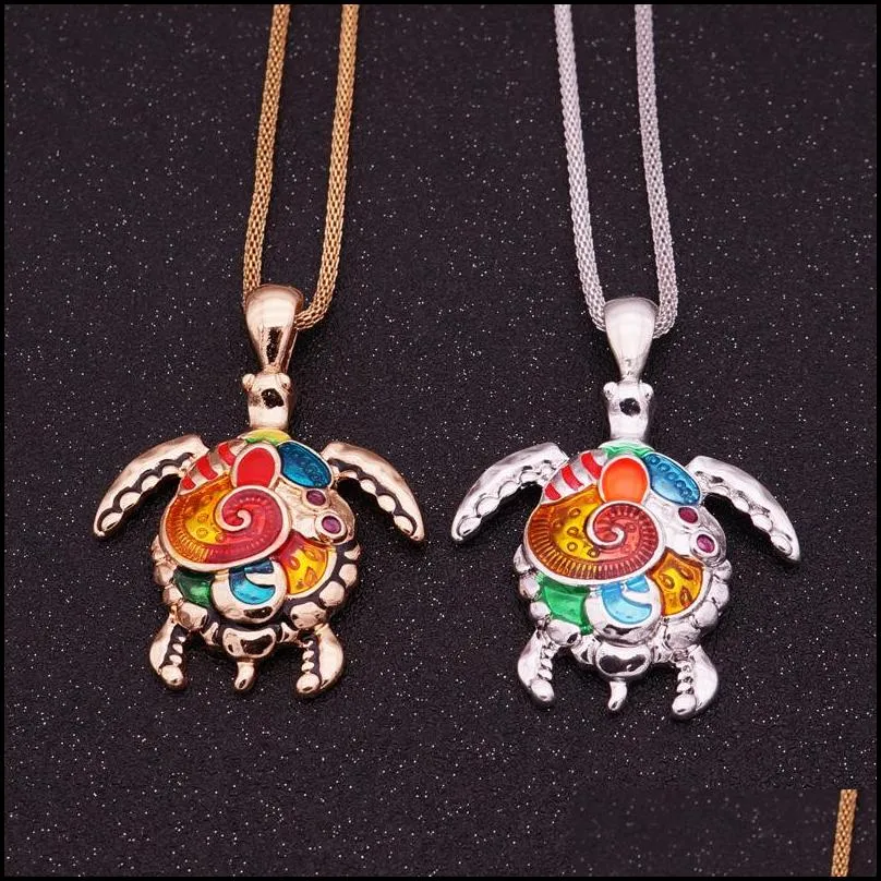 Pendant Necklaces Fashion Animal Turtle Necklace Pendants Bright Enamel Tortoise Mti Women Sea Jewelry Christmas Drop Delivery Jewelry Dhykb