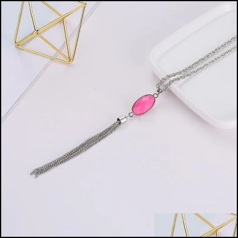 Pendant Necklaces Double Side Acrylic Pendant Necklace For Women Noble Temperament Sweater Drop Delivery Jewelry Necklaces Pendants Dh7Ar