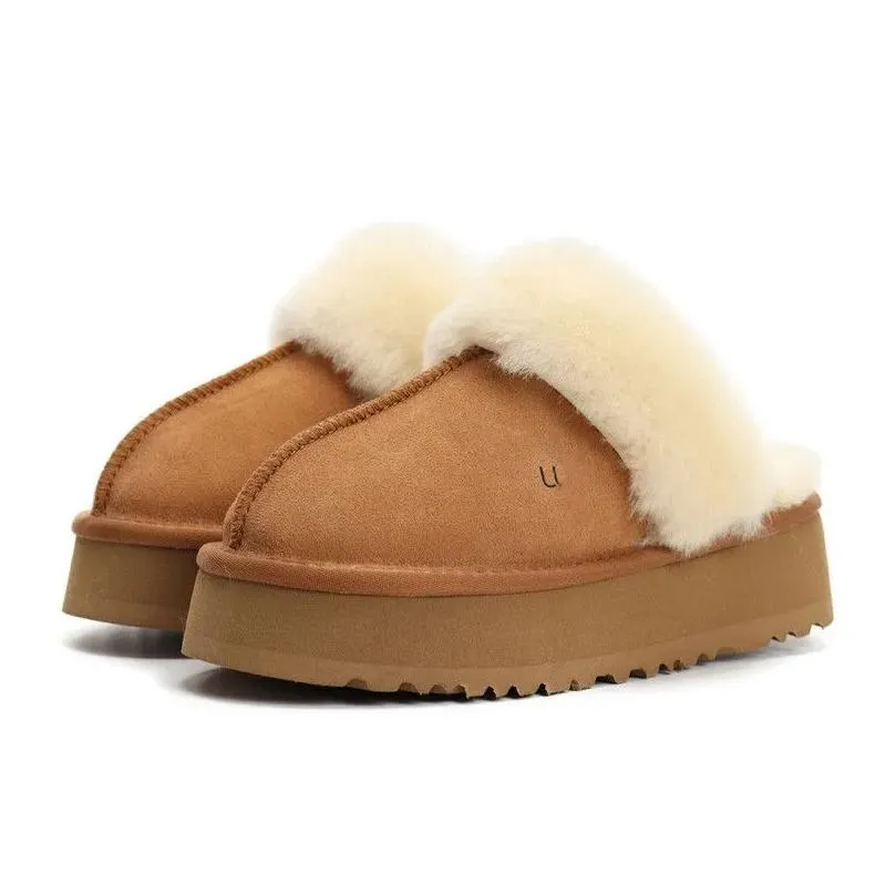 Boots Tasman Slippers Chestnut Fur Slides Sheepskin Shearling Tazz Classic Mules Women Men Ultra Mini Platform Boot Shoes Suede Upper Fall Winter