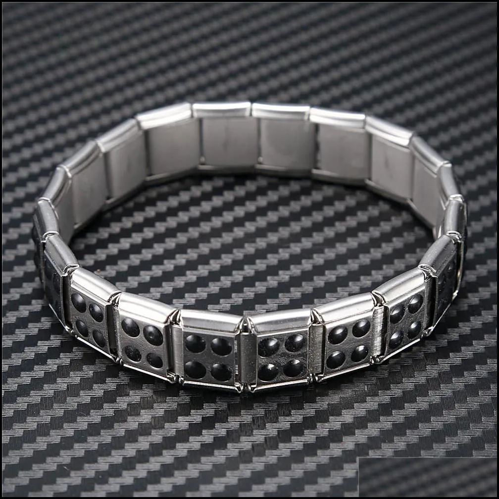 Chain Energy Magnetic Health Bracelet For Women Men Style Plated Sier Stainless Steel Bracelets Gifts Fashion Jewelry Wholesale Drop D Dh9Ix