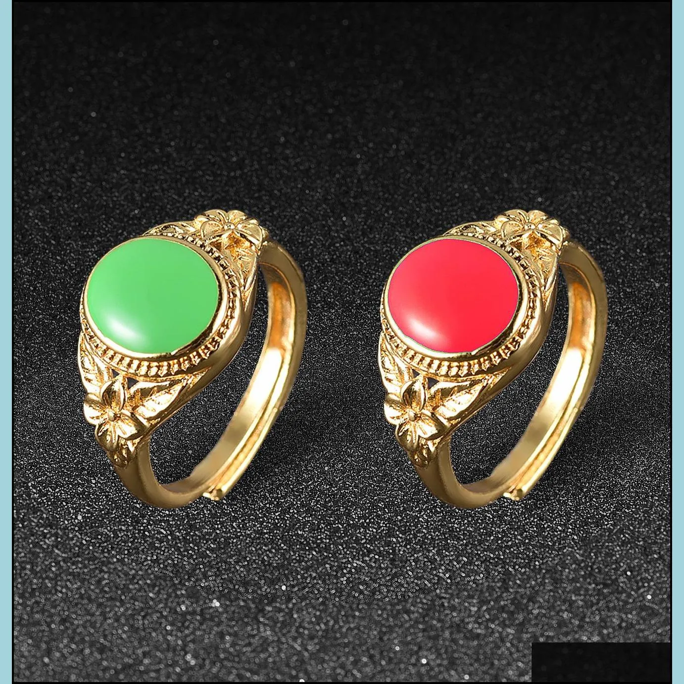 vintage wedding ring for women luxury color sand gold ring round acrylic stone rings